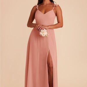 Birdy Grey Doris Dress Chiffon Dusty Rose Maxi with Slit